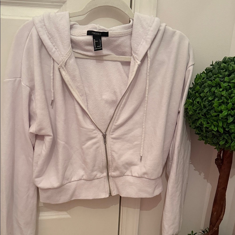 Cute Forever 21 white Zip-Up Hoodie